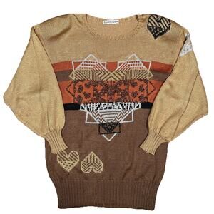 Vintage 80s Iris von Arnim Silk Sweater Dress W. Germany Geometric Heart Unique